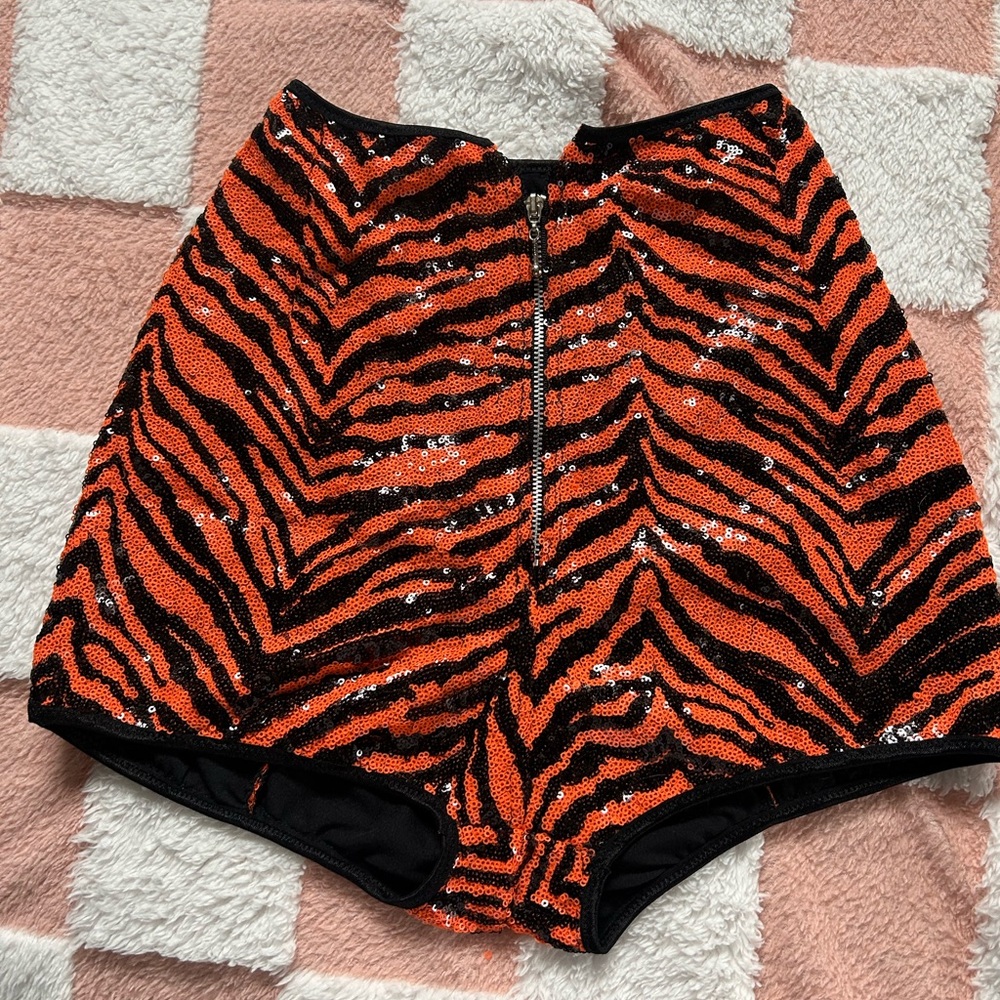 Sequin Tiger Print Hot Pants! Handmade to size, new, high waisted shorts!